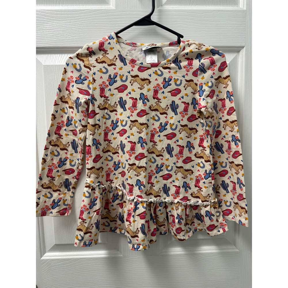 Counting Daisies Long Sleeve Shirt Western Print Horses Boots Cactus Size 10